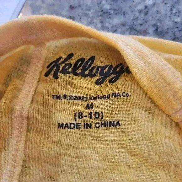 Kellogg's "L'Eggo My Eggo" Women's Yellow Cotton Graphic Crew Neck Short Sleeve - Picture 3 of 5